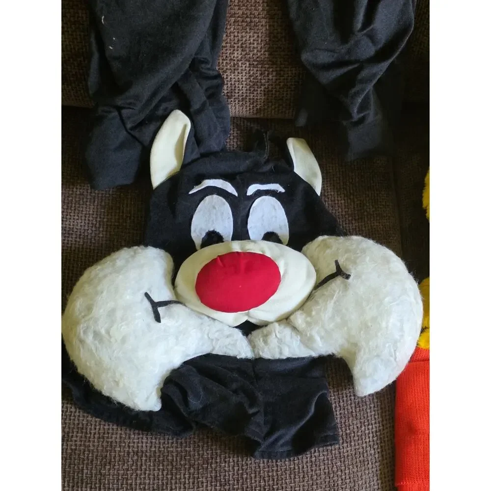 Vintage 1970 Looney Tunes Hand Made Tweety Bird & Sylvester Halloween Costume OS